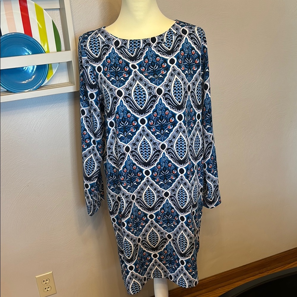 Loft Outlet Blue Patterned Dress